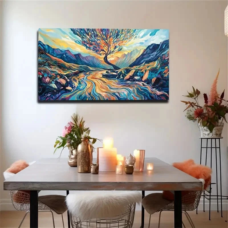 Shocking Abstract Tree Space Wall Art Canvas Office Home Room Framed 120x60cm
