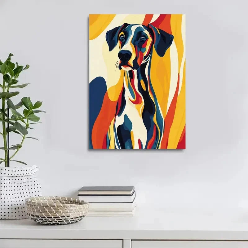 Beautiful Abstract Art Long Dog Pattern Painting  40x60cm Metal Print Ready to Hang - Bella Home Decor