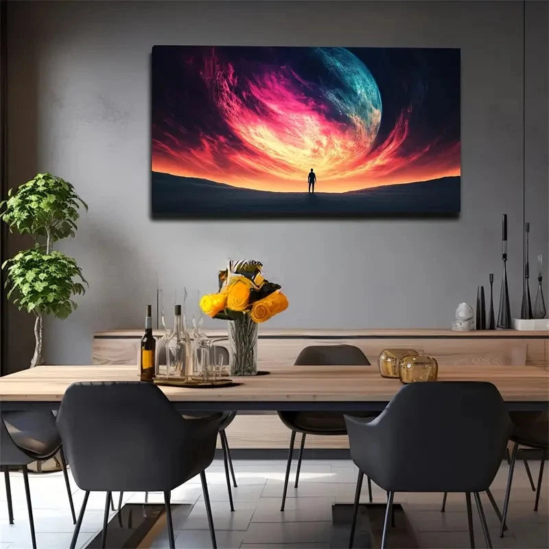 Desert Planet Scene Vibrant Wall Art Canvas Office Home Room Framed 120x60cm