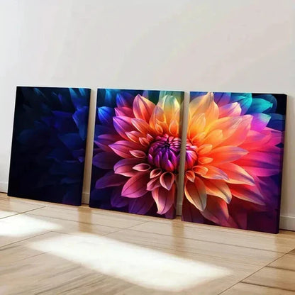 3pcs Abstract Colorful Flower Painting Wall Art Set Canvas Unframed - High Quality Print 100% Australian Made Wall Canvas - Bella Home Decor
