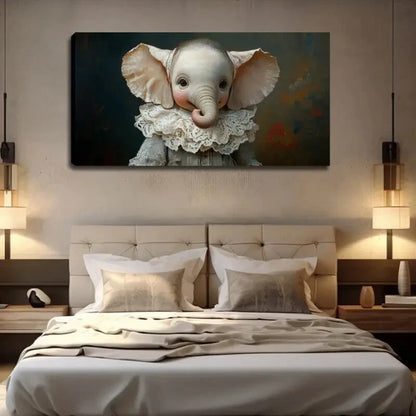 Charming Youngsters Elephant Wall Art Canvas Office Home Room Framed 120x60cm - Bella Home Decor