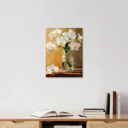 Beautiful Elegant White Orchids Painting 60x90cm Metal Print Ready to Hang