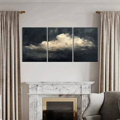 3pcs Abstract Dark Sky & White Clouds Wall Art Set Canvas Framed 40x60cm - High Quality Print 100% Australian Made Wall Canvas Ready to Hang - Bella Home Decor