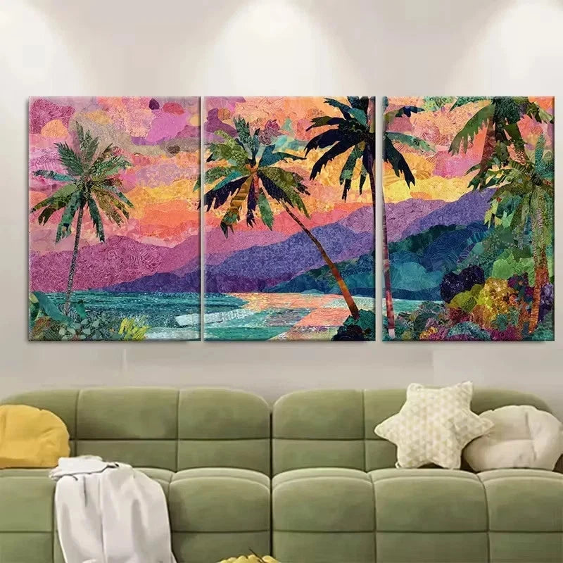 3pcs Tropical Day Daydream Wall Art Canvas Framed 40x60cm - High Quality Print 100% Australian Made Wall Canvas Ready to Hang