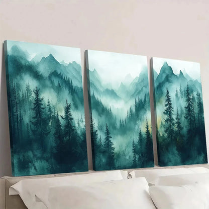 3pcs Abstract Forest Watercolor Wall Art Set Canvas Framed 40x60cm - High Quality Print 100% Australian Made Wall Canvas Ready to Hang - Bella Home Decor