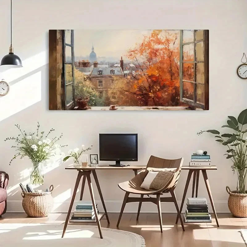 Cityscape Autumn Scenery Decor Wall Art Canvas Office Home Room Framed 120x60cm