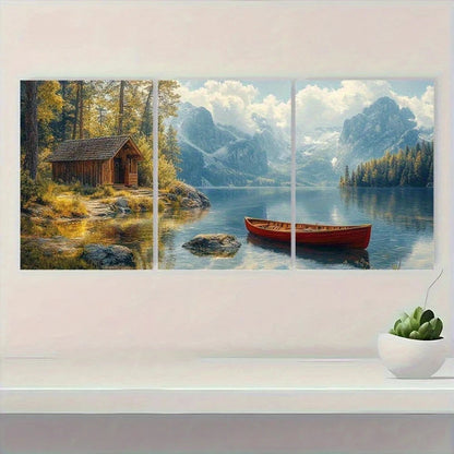 3pcs Beautiful Selawik Lake House Metal Print Ready to Hang Art - Bella Home Decor