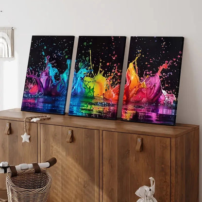 3pcs Fashion Abstract Color Art, Large Wall Art Set Canvas Framed 60x90cm - High Quality Print 100% Australian Made Wall Canvas Ready to Hang