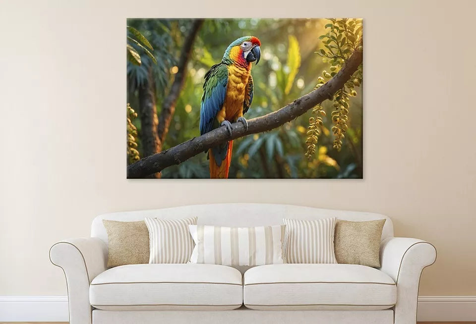 Parrots Sitting On A Branch Wall Art Decor 100% Australian Made - Bella Home Decor