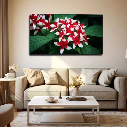 Red And White Flowers Wall Art Canvas Office Home Room Framed 120x60cm
