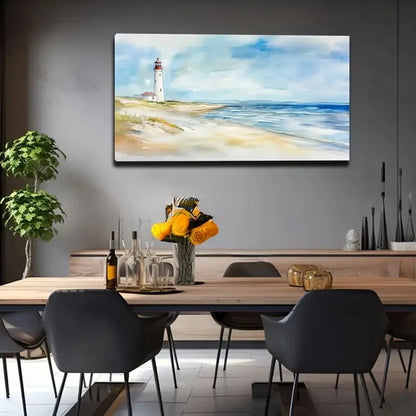 Seascape Lighthouse Solitary Wall Art Canvas Office Home Room Framed 120x60cm