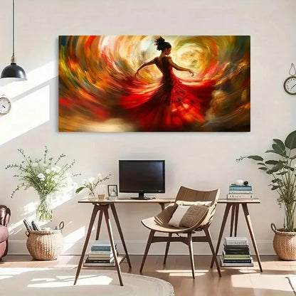 Vibrant Red Dress Motion Blur Wall Art Canvas Office Home Room Framed 120x60cm - Bella Home Decor