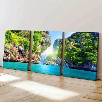 3pcs Lake and Mountain Valley Wall Art Set Canvas Unframed - High Quality Print 100% Australian Made Wall Canvas