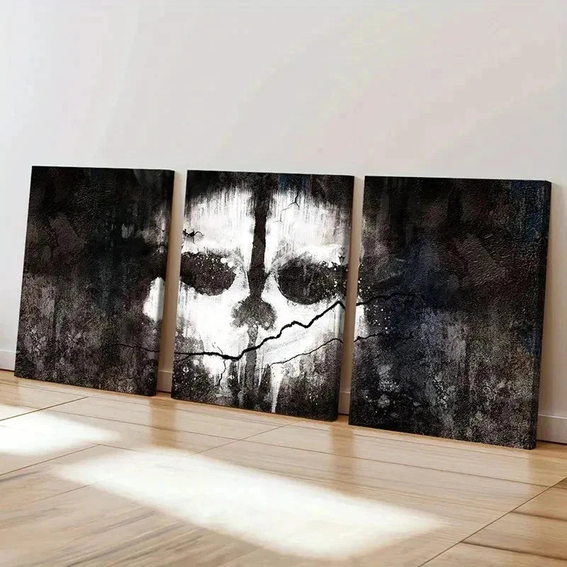 3pcs Game Character Art GHOST Symbol Wall Art Set Canvas Framed 60x90cm - High Quality Print 100% Australian Made Wall Canvas Ready to Hang - Bella Home Decor