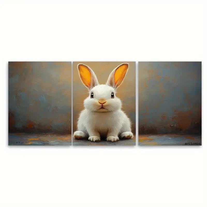 3pcs Funny Bunny R  Wall Art Set Canvas Framed 60x90cm - High Quality Print 100% Australian Made Wall Canvas Ready to Hang - Bella Home Decor
