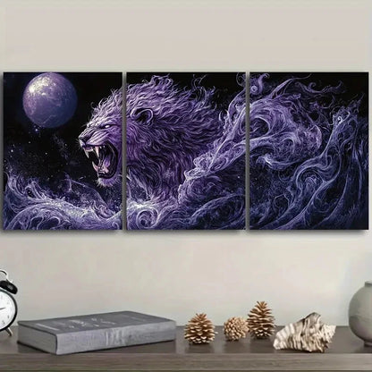 3pcs Dark fantasy art style Lion  Wall Art Set Canvas Framed 40x60cm - High Quality Print 100% Australian Made Wall Canvas Ready to Hang - Bella Home Decor
