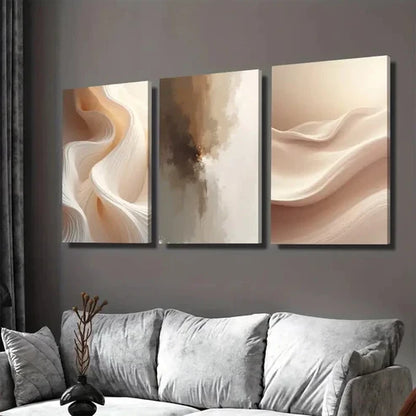 3pcs Modern Abstract Golden & White Design Wall Art Set Canvas Unframed - High Quality Print 100% Australian Made Wall Canvas