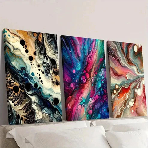 3pcs Abstract Gradient Fluid Bubble Wall Art Canvas Unframed - High Quality Print 100% Australian Made Wall Canvas - Bella Home Decor