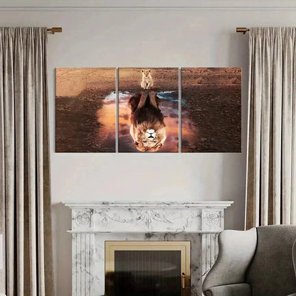 3pcs Lion Animal Theme Inspirational Wall Art Set Canvas Framed 60x90cm - High Quality Print 100% Australian Made Wall Canvas Ready to Hang - Bella Home Decor