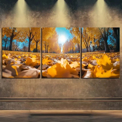 3pcs Vibrant Autumn Forest Nature Perfect Wall Art Set Canvas Framed 50x70cm - High Quality Print 100% Australian Made Wall Canvas Ready to Hang