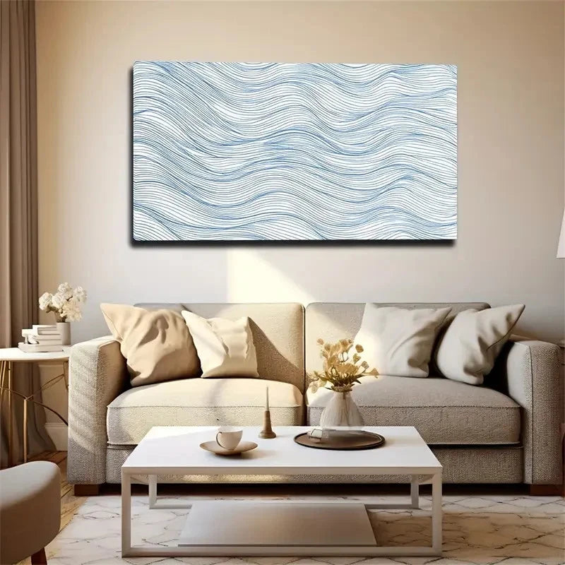 Hazy River Ripples Abstract Lan Wall Art Canvas Office Home Room Framed 120x60cm