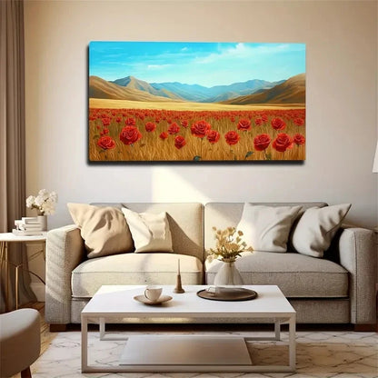 Golden Field Suitable Scenes Wall Art Canvas Office Home Room Framed 120x60cm