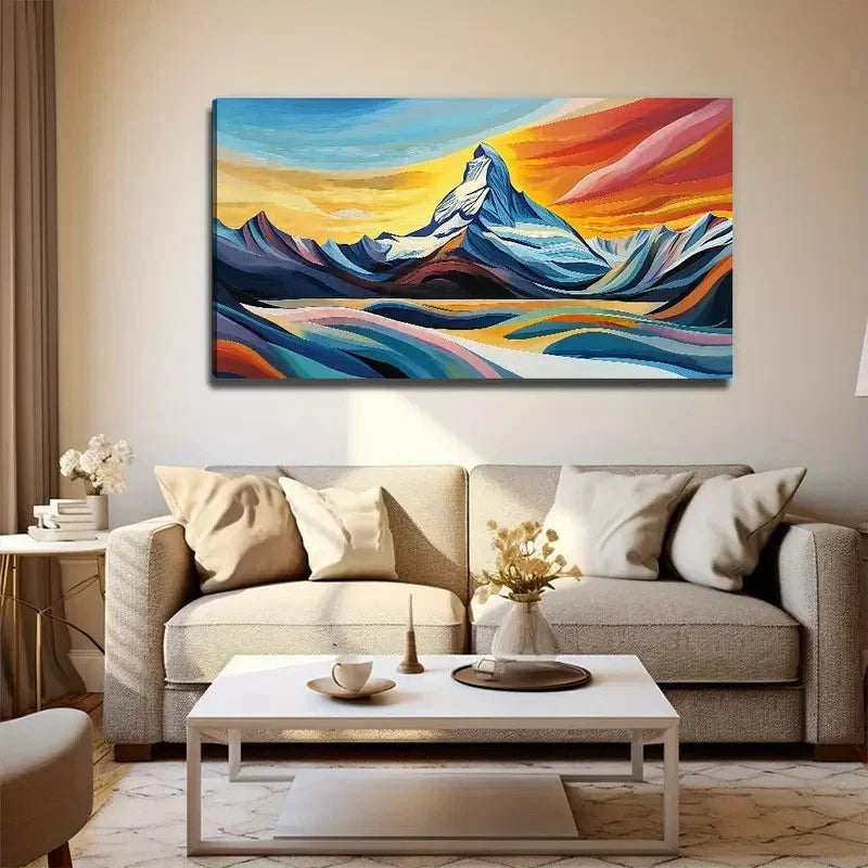 Snow Mountain Nature Wall Art Canvas Office Home Room Framed 120x60cm