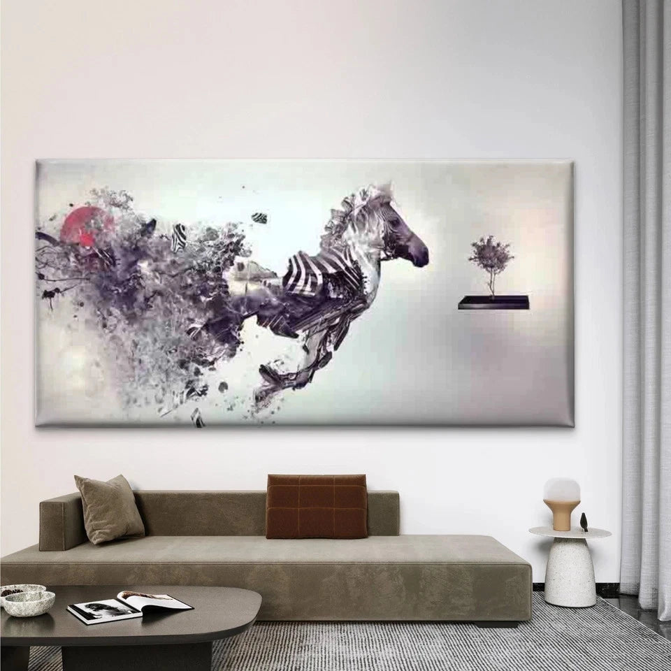 Abstract Zebra Horse Wall Art Canvas Office Home Room Framed 120x60cm