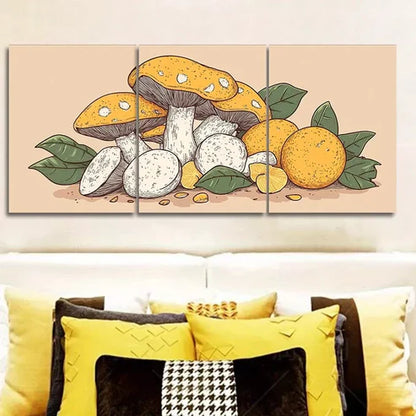 3 PCS Mushrooms For Home Nature Leaves Wall Art Set Canvas Unframed - High Quality Print 100% Australian Made Wall Canvas - Bella Home Decor