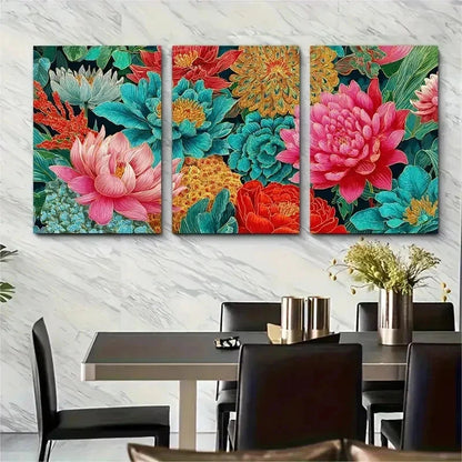 3pcs Vibrant Floral & Nature Scenery Perfect Wall Art Set Canvas Framed 50x70cm - High Quality Print 100% Australian Made Wall Canvas Ready to Hang