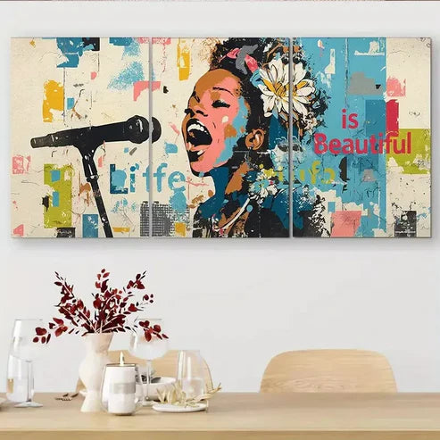 3 PCS Pop Art Singing Portrait Wall Art Set Canvas Unframed - High Quality Print 100% Australian Made Wall Canvas