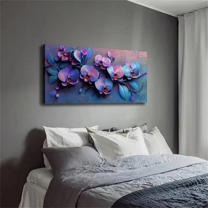 Multiple Blooming Orchids Petal Wall Art Canvas Office Home Room Framed 120x60cm - Bella Home Decor
