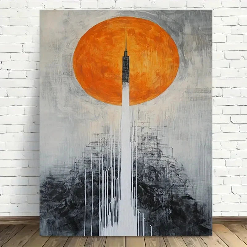 Beautiful Modern Abstract Vintage Painting 40x60cm Metal Print Ready to Hang - Bella Home Decor