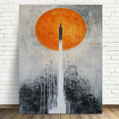 Beautiful Modern Abstract Vintage Painting 40x60cm Metal Print Ready to Hang - Bella Home Decor