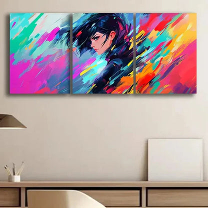 3pcs Animated Girl Beauty Cool Light Perfect Wall Art Set Canvas Unframed - High Quality Print 100% Australian Made Wall Canvas - Bella Home Decor
