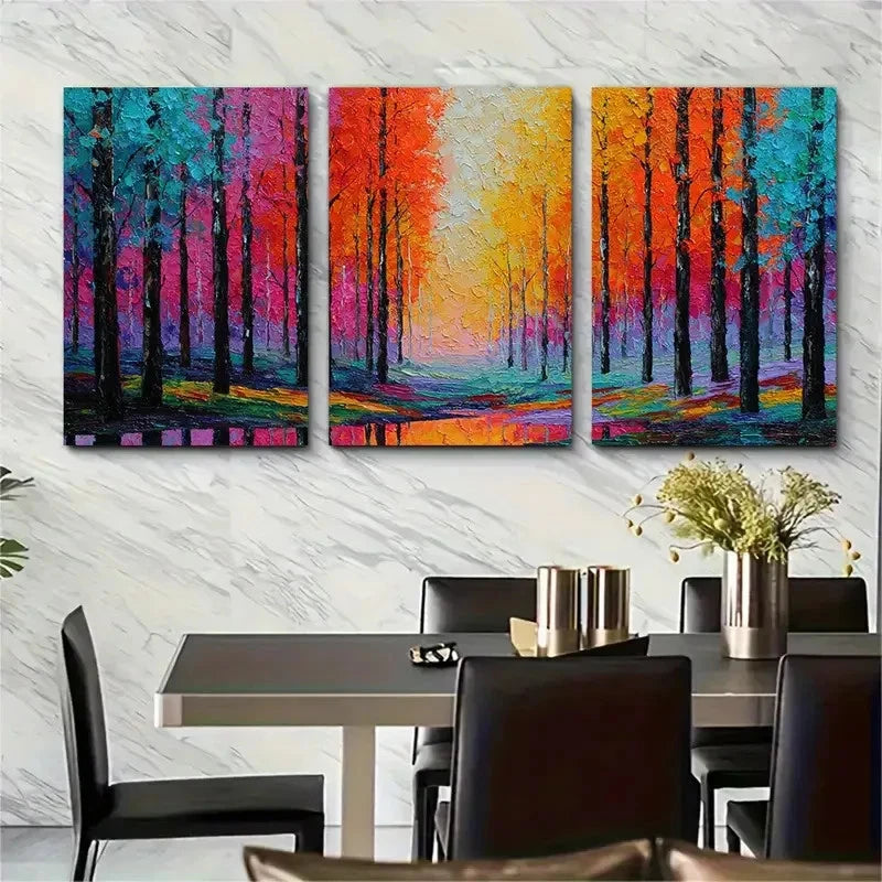 3pcs Autumn Sunset Forest Nature Perfect  Wall Art Set Canvas Framed 40x60cm - High Quality Print 100% Australian Made Wall Canvas Ready to Hang - Bella Home Decor