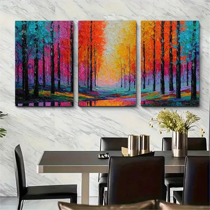 3pcs Autumn Sunset Forest Nature Perfect  Wall Art Set Canvas Framed 40x60cm - High Quality Print 100% Australian Made Wall Canvas Ready to Hang - Bella Home Decor