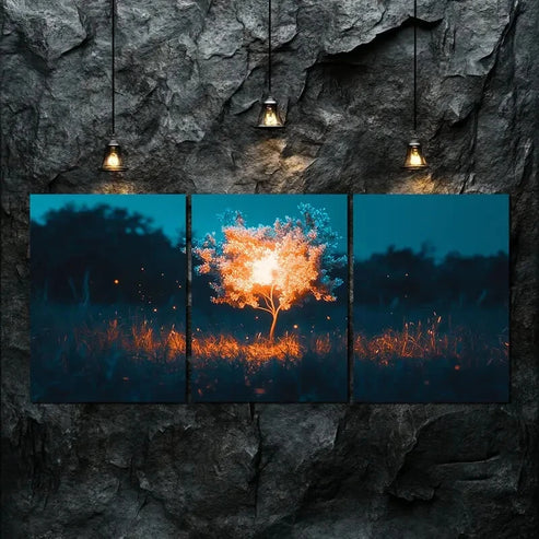 3pcs Featuring An Autumn Dark Light Tree Perfect Wall Art Canvas Unframed - High Quality Print 100% Australian Made Wall Canvas