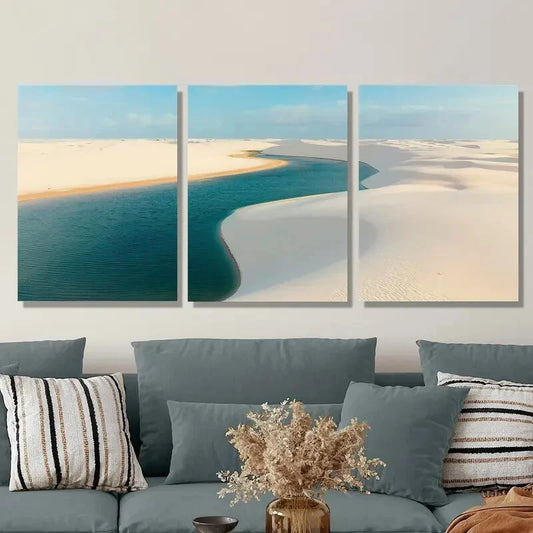 3pcs Brazil's Atlantic Wall Art Set Canvas Framed 50x70cm - High Quality Print 100% Australian Made Wall Canvas Ready to Hang