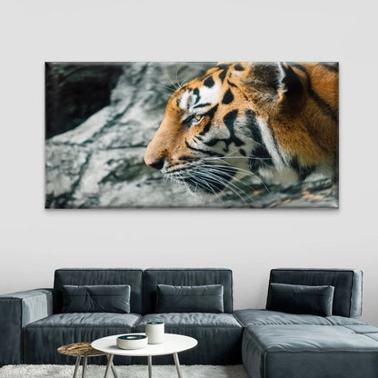Asia Tiger Closeup Face Wall Art Canvas Office Home Room Framed 120x60cm