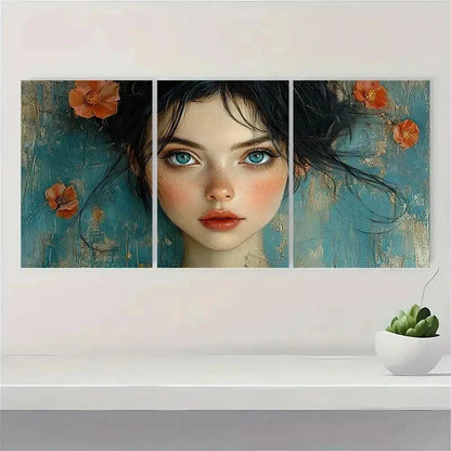 3pcs Beauty Girl V Fine Art  Wall Art Set Canvas Framed 50x70cm - High Quality Print 100% Australian Made Wall Canvas Ready to Hang - Bella Home Decor