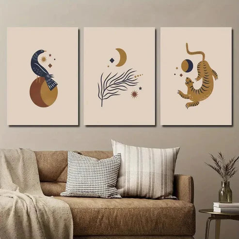 3pcs Mystical Animals & Celestial Wall Art Set Canvas Unframed - High Quality Print 100% Australian Made Wall Canvas