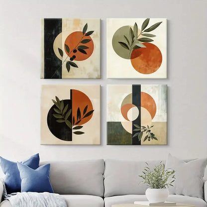 4pcs Botanical Square Wall Art Canvas Framed - Bella Home Decor