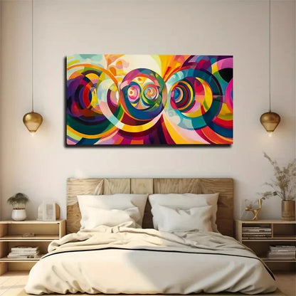 Abstract Circular Modern Wall Art Canvas Office Home Room Framed 120x60cm