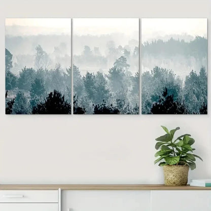 3pcs Winter Scene Trees Snow Capped Metal Print Ready to Hang Art - Bella Home Decor