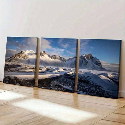 3pcs Snow Mountains Natural Landscape Wall Art Set Canvas Framed 50x70cm - High Quality Print 100% Australian Made Wall Canvas Ready to Hang - Bella Home Decor