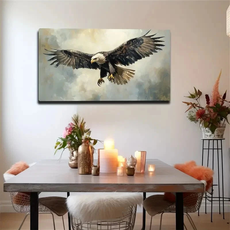 Majestic Eagle in Flight Wall Art canvas office home room framed 120x60cm