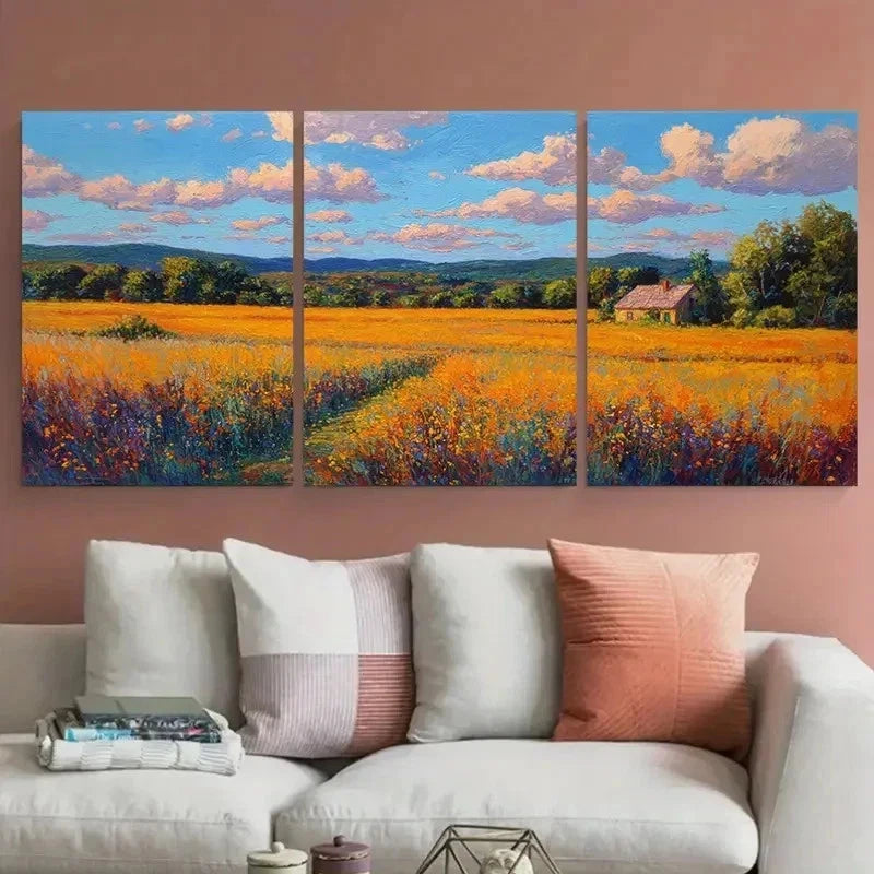 3pcs Rustic Sunset Countryside Nature Perfect Wall Art Set Canvas Framed 60x90cm - High Quality Print 100% Australian Made Wall Canvas Ready to Hang