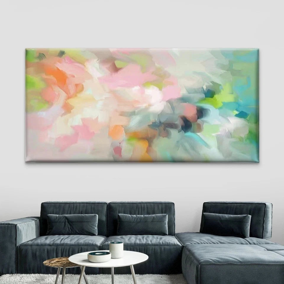 Abstract Pastel Fluid Motion Wall Art Canvas Office Home Room Framed 120x60cm