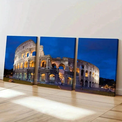 3pcs Italy Rome Colosseum Modern Wall Art Set Canvas Framed 60x90cm - High Quality Print 100% Australian Made Wall Canvas Ready to Hang